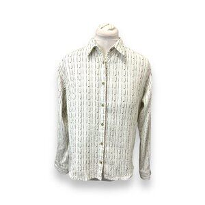 Columbia Women’s Long Sleeve Button Down Shirt Stripe Textured Gorpcore White XL
